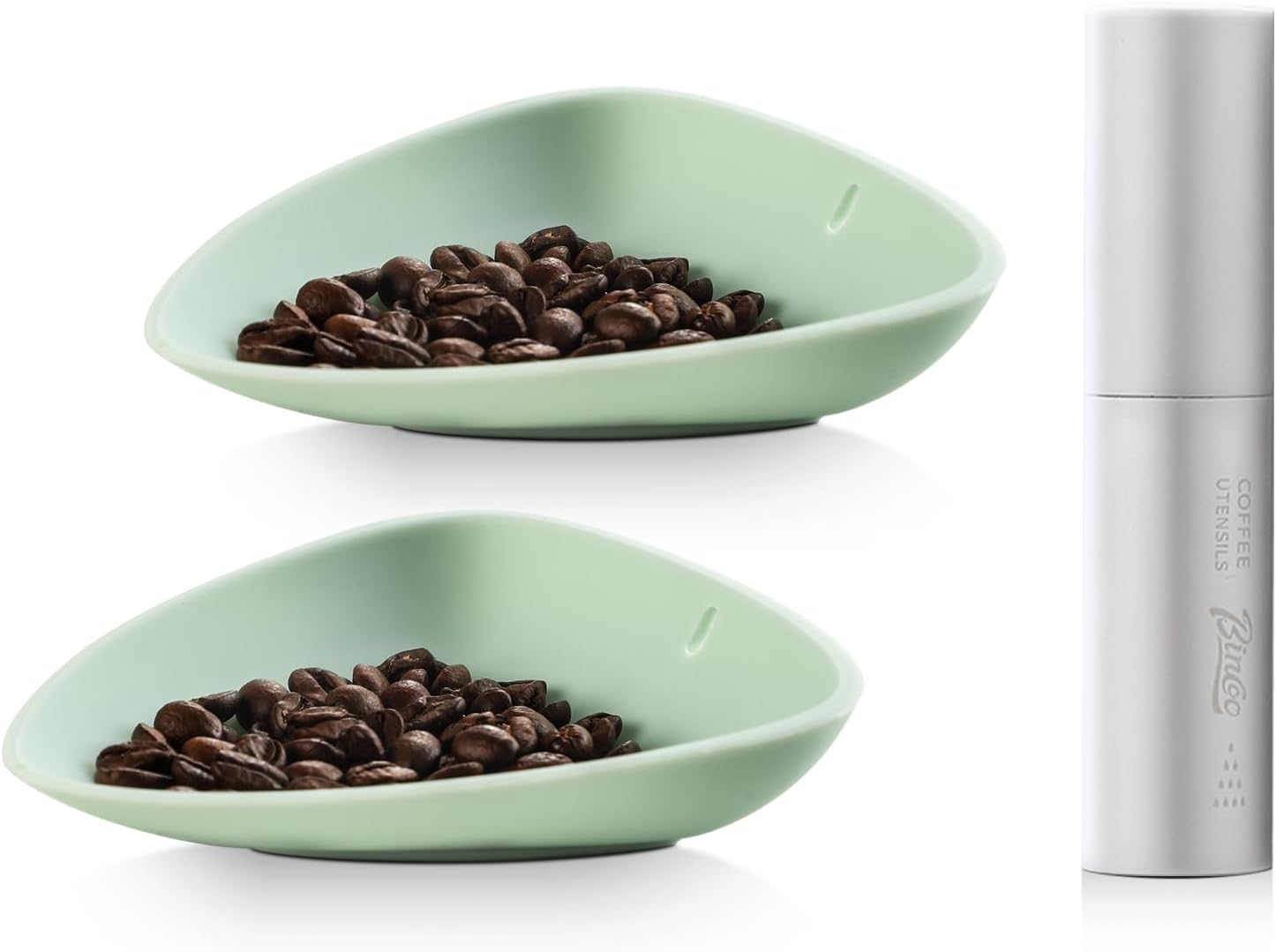 Bincoo Coffee Spray Bottle - 10ml Capacity Coffee Bean Sprayer, Anti-static Coffee Bean Spritzer, Small and Portable for Travel (Silver with 2pcs trays)