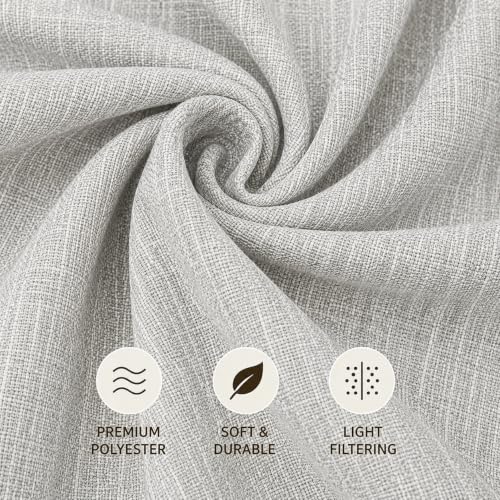 Image of Premium Faux Linen Curtain with Eyelets & Tie-Back | Modern Textured Light Filtering Door & Window Curtain for Home & Office | Washable, Durable & Easy to Maintain | Dove, Door - 7 ft