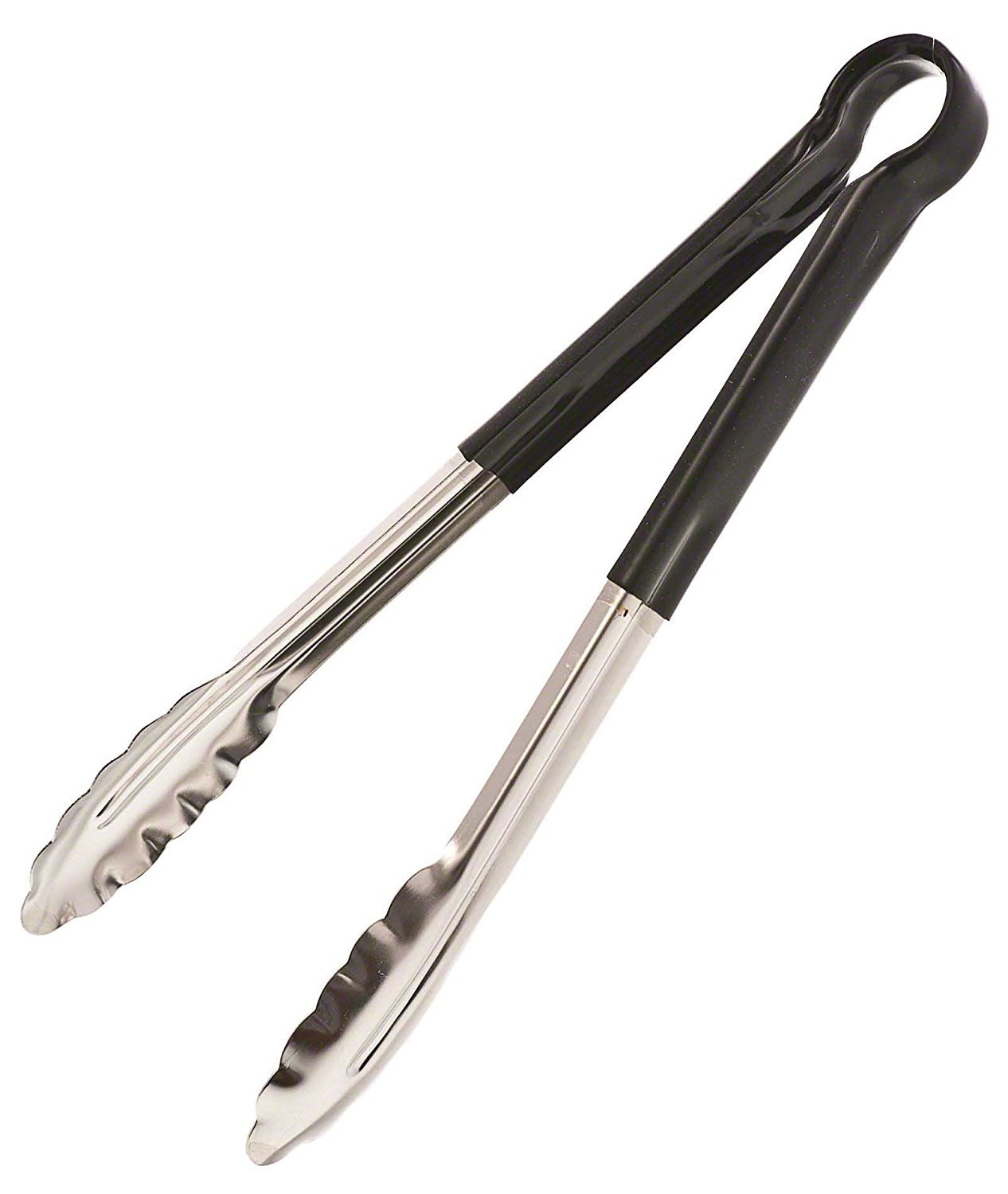 Browne Foodservice 12" Black Utility Tongs