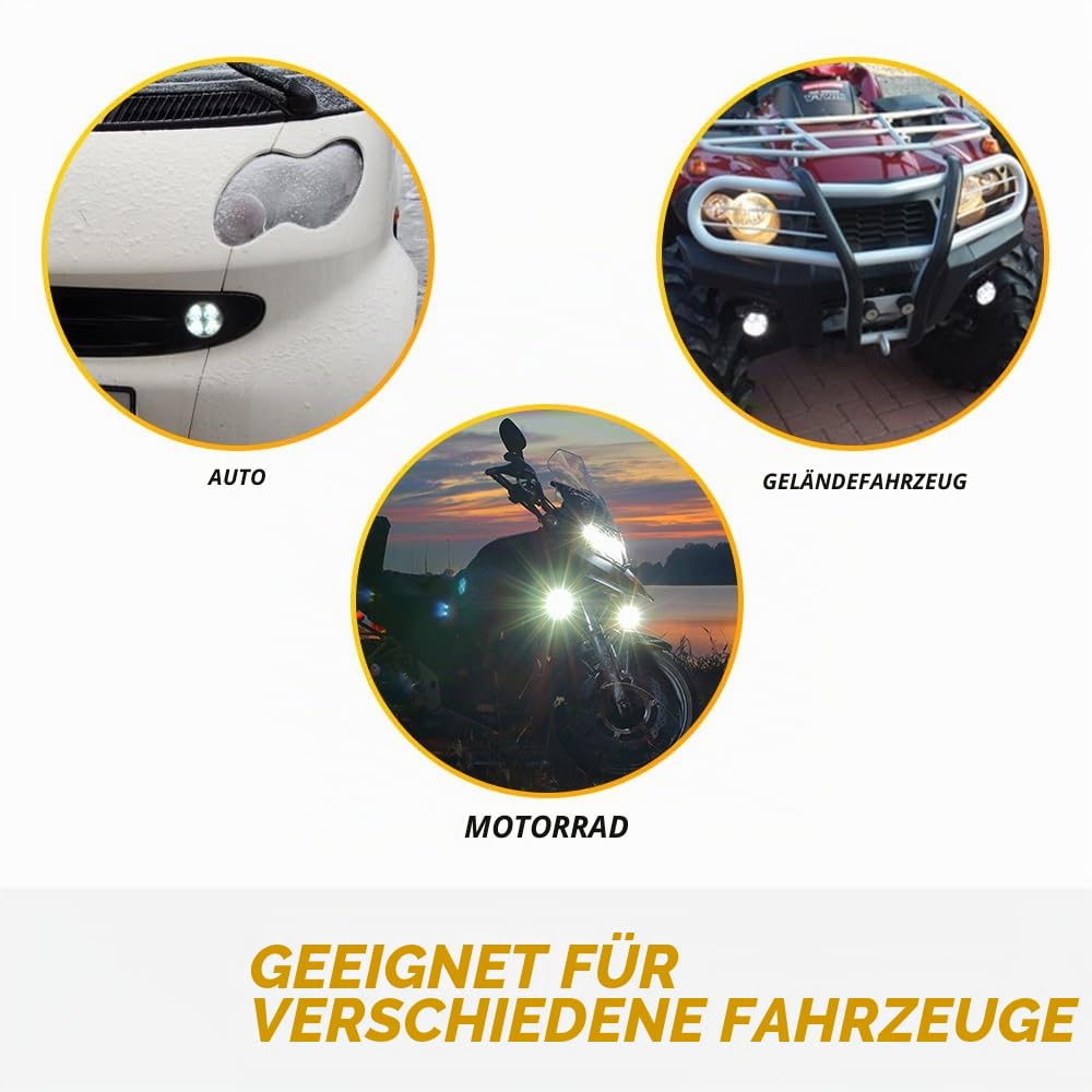 2 x 70 mm universelle runde LED-Tagfahrleuchten DRL für Auto, ATV und Motorräder