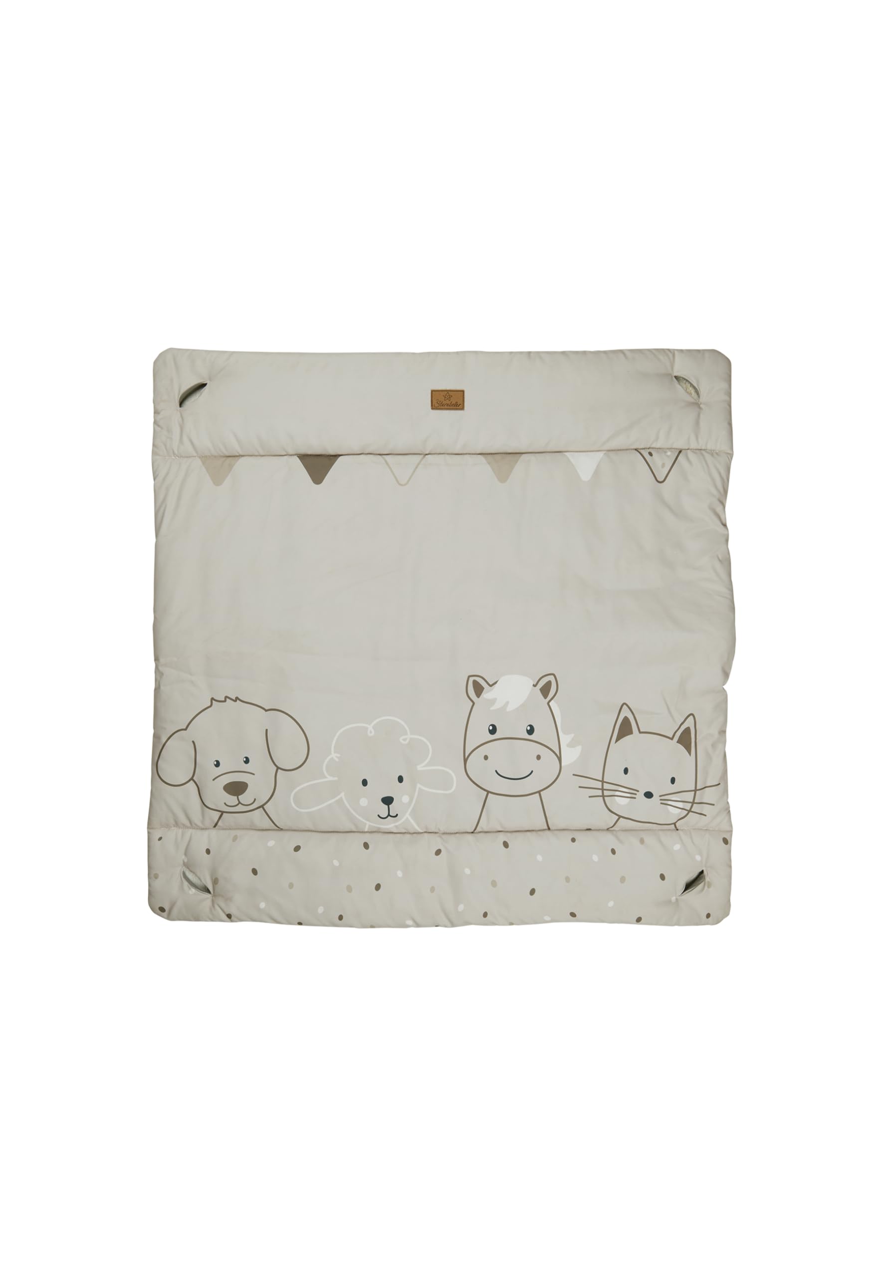 Sterntaler Spielbogen Bauernhof - Spielbogen wattiert - Baby Spieldecke mit Bogen und Spielfiguren zum Abnehmen - Baby Spielzeug mit Knisterpapier, beige