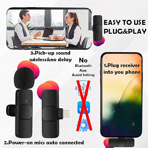 Miniatura 8 de Micrófono para Android  Mini micrófono  Micrófonos de clip  Micrófono inalámbrico Lavalier para Android iPad Micrófono Plug-Play Grabación de video,