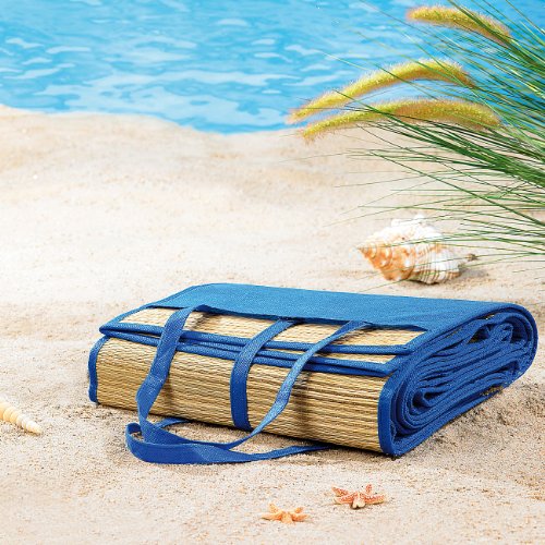 PEARL beach Liegematte Strand: 2er-Set Faltbare Bast-Strandmatten mit Tragegriffen, 180 x 90 cm (kompakte Strandmatte, Strand-Matte, Decke)