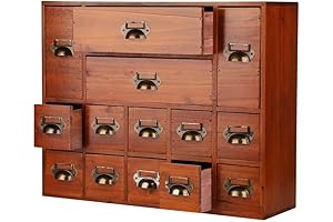 Apothecary Drawers Library Cabinet with 14 Drawers