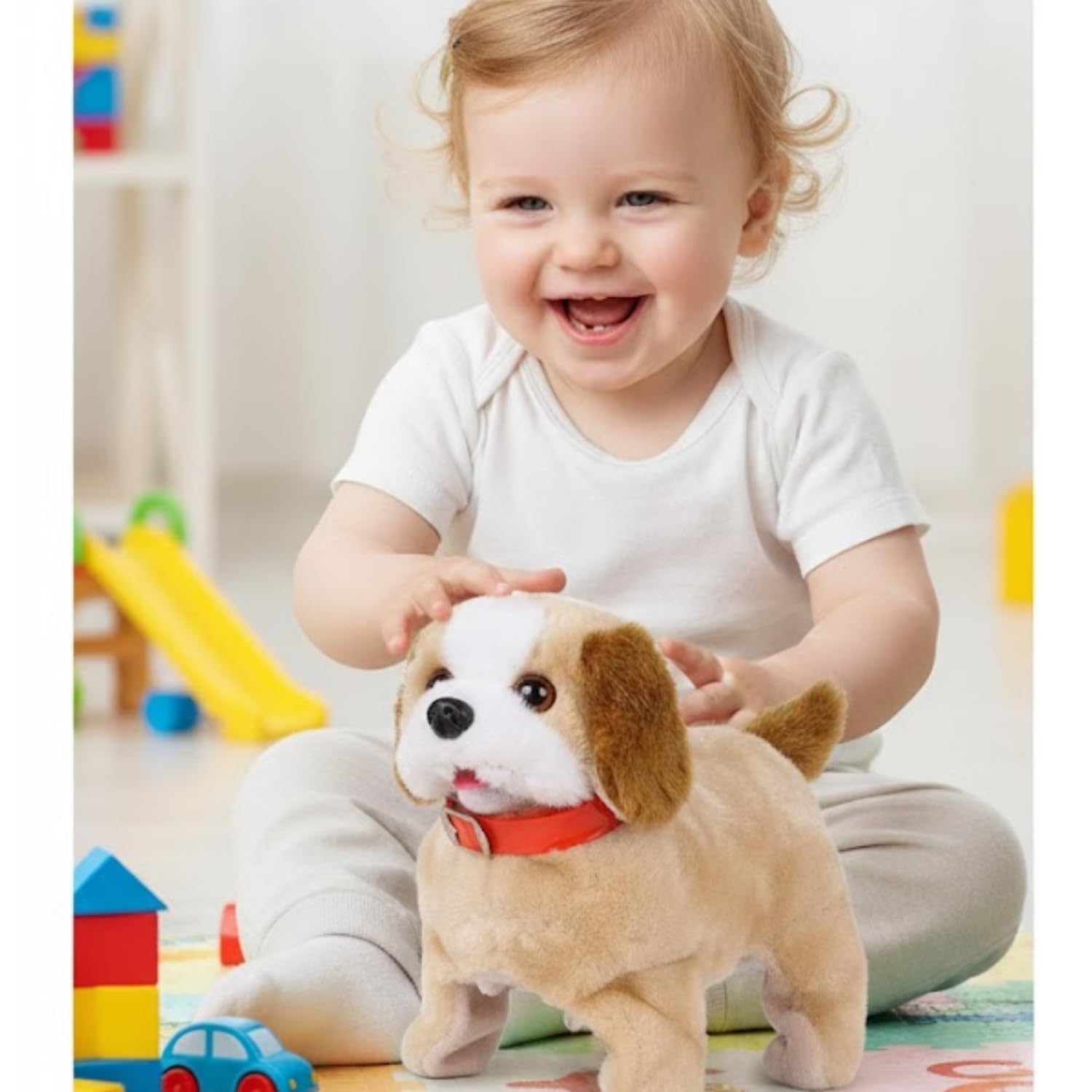 MBKOH Walking and Jumping Dog with Sound Puppy Toy for Kids | Soft & Interactive Battery Operated Toy | Birthday Gift for Babies | Educational Interactive Dog Toy for Baby Kids Children 4
