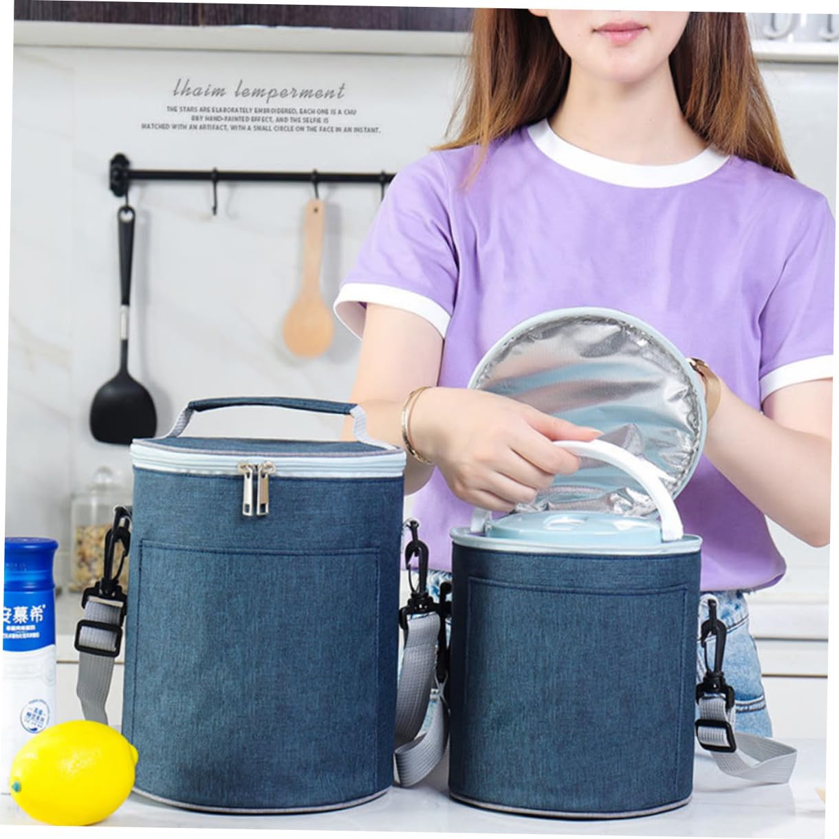 LABRIMP Bolsa Térmica de Almuerzo Portátil de Tela Oxford Ligera y Resistente para Camping y Trabajo Aislamiento para Conservar Alimentos