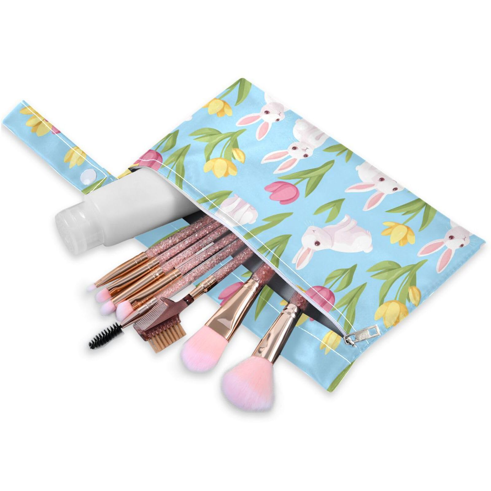 Coikll Wet Dry Bags for Cloth Diaper 2 Pack Waterproof Yoga Gym Bag for Swimsuit Wet Clothes Baby Items-?Tulips Bunnies?