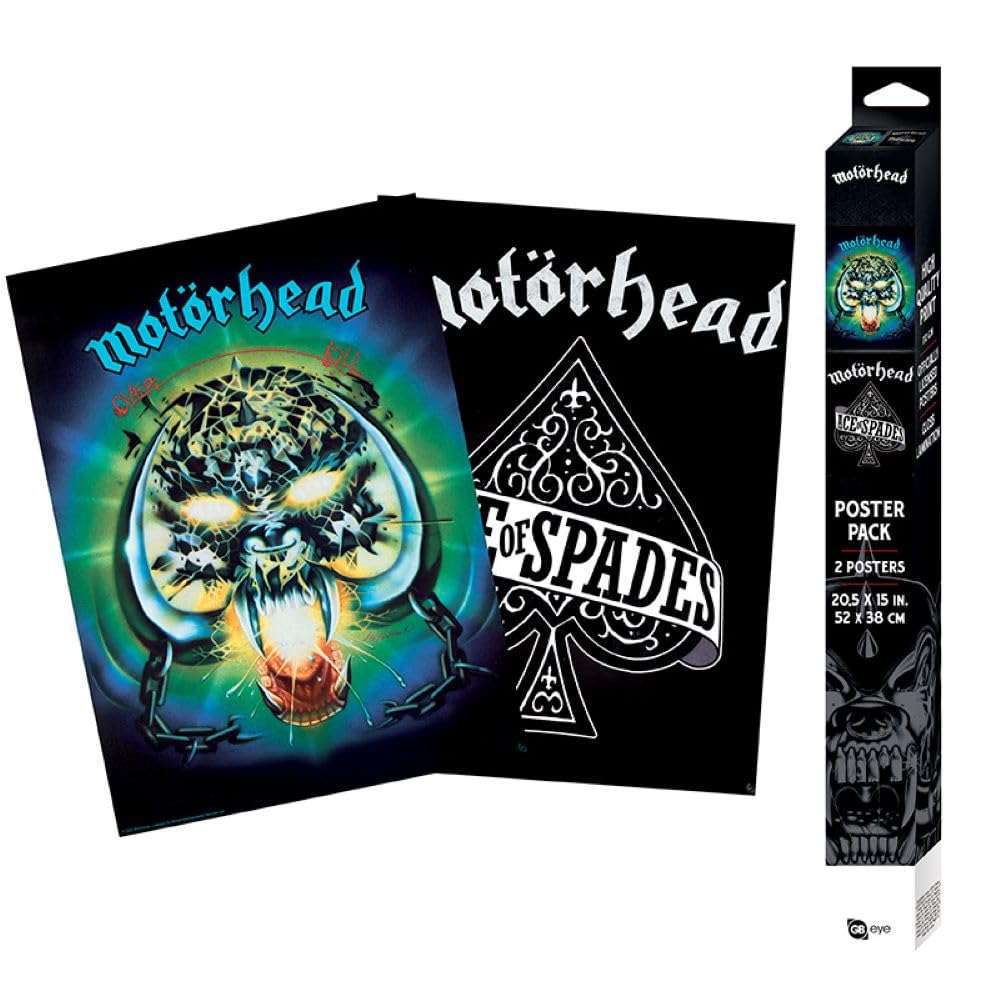 ABYSTYLEMotorhead Unframed Boxed Poster Set Featuring the Overkill and Ace of Spades Design 15" x 20.5" Includes 2 Mini Posters Rock Music Wall Art Room Decor Gift
