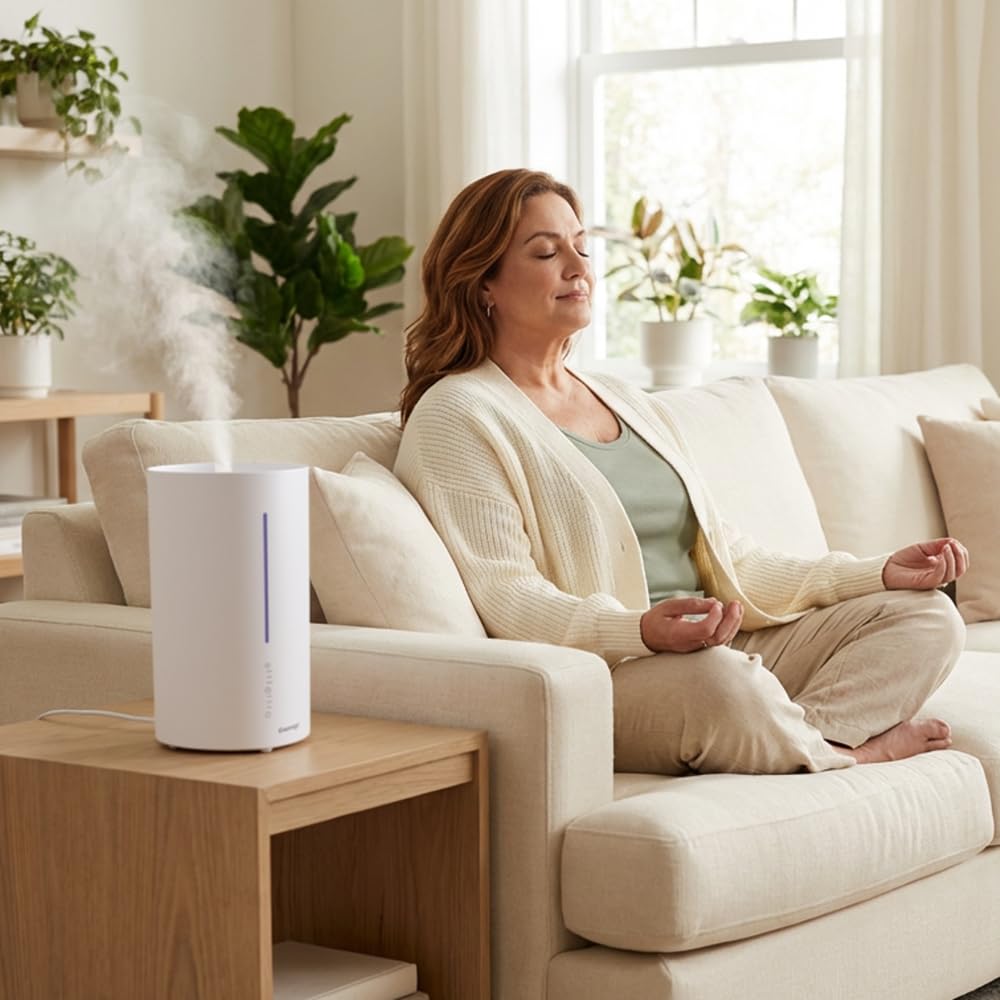 Humidificador 3L para Bebés y plantas,Difusor de Aceites Esenciales,Silencioso <28dB,Apagado Automático sin Agua,Temporizador,Luz de Noche,Blanco,para Dormitorios Oficina