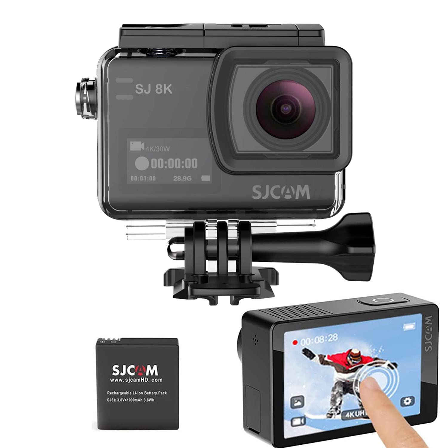 SJCAM SJ8K 4K30fps WiFi Action Camera with Image-stabilization - Touch Screen & 8X Zoom Ultra HD Rem