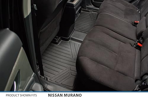 Miniatura 4 de SMARTLINER Juego de alfombrillas negras de 2 filas para todo tipo de clima, compatibles con Nissan Murano 2015-2018 (no es compatible con modelos