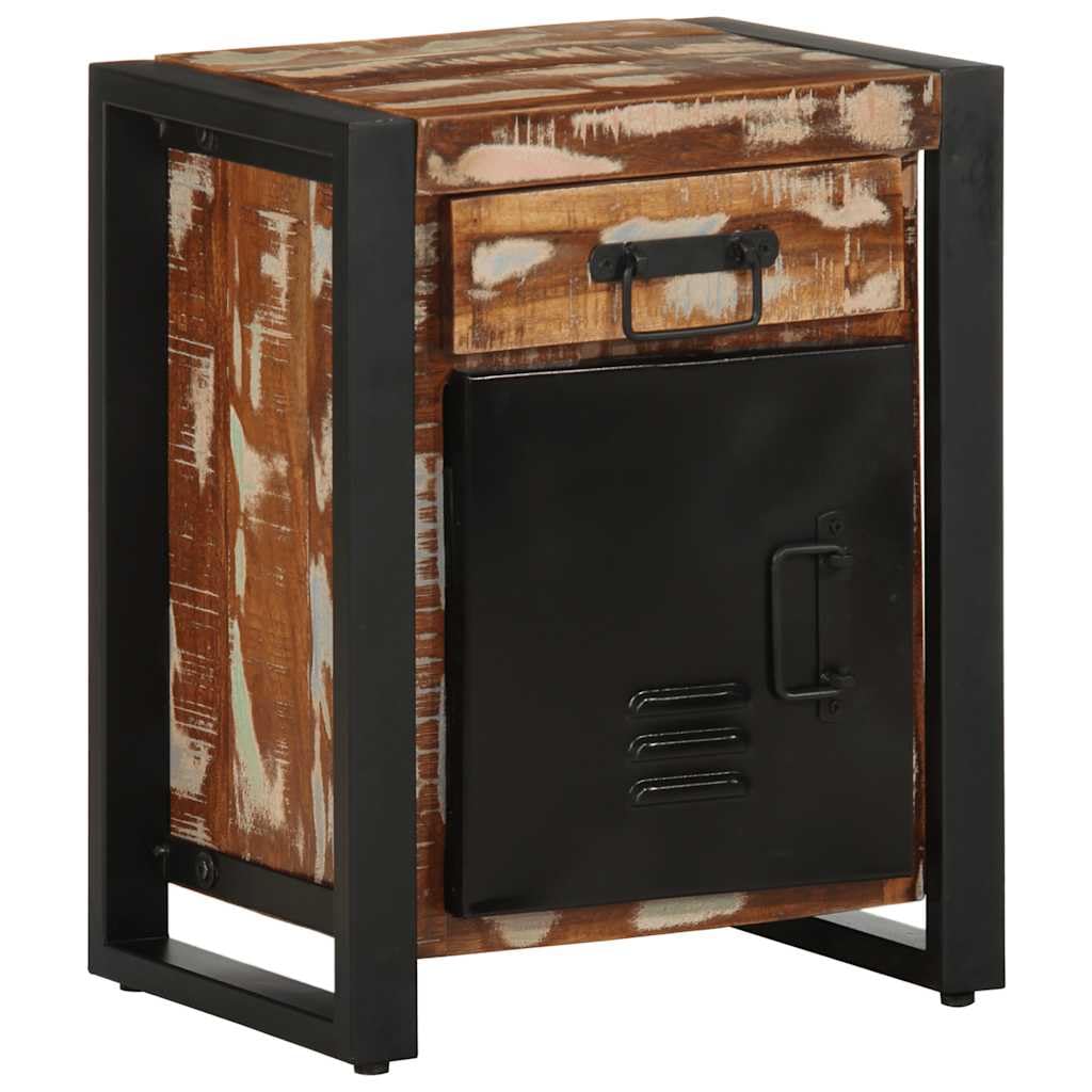 Table de chevet gain de place en bois massif pour ranger une petite chambre avec tiroir