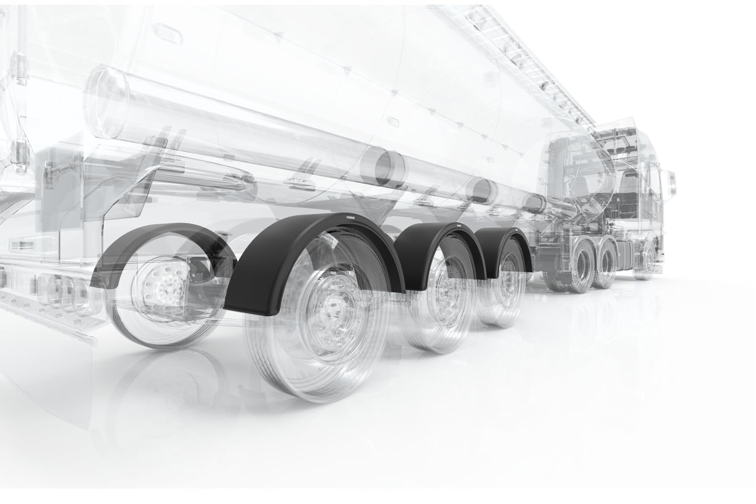 DOMAR Garde-Boue Double 20 à 24,5 Pouces en Plastique pour remorque de Camion 1340 x 670 mm Roues jumelées avec Bord Blanc Protection Anti-Boue pour véhicule Utilitaire