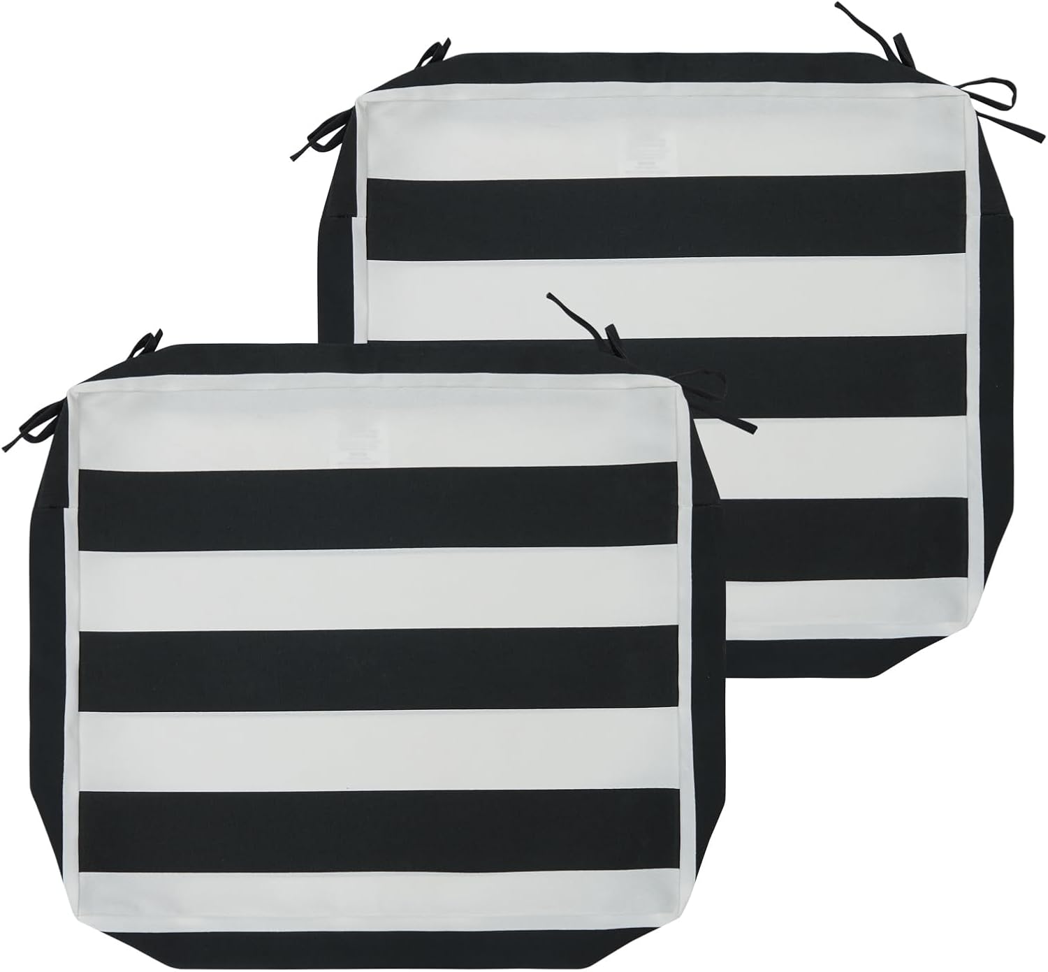 FUNHOME Outdoor Cushion Covers 24 x 24 x 4 inch,Set of 2,Replacement Square Seat Cushion Cover for Patio Furniture Chair,Water Resistant,Fade-Resistant Slipcover Only,No Insert(Black White)