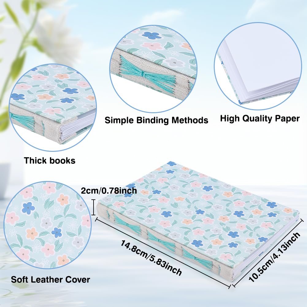 WEBEEDY - Kit de encuadernación de punto largo para encuadernación de tapa dura con tutoriales de vídeo, hilo, agujas, papel, regalo para principiantes, 15 x 21 cm (A5)