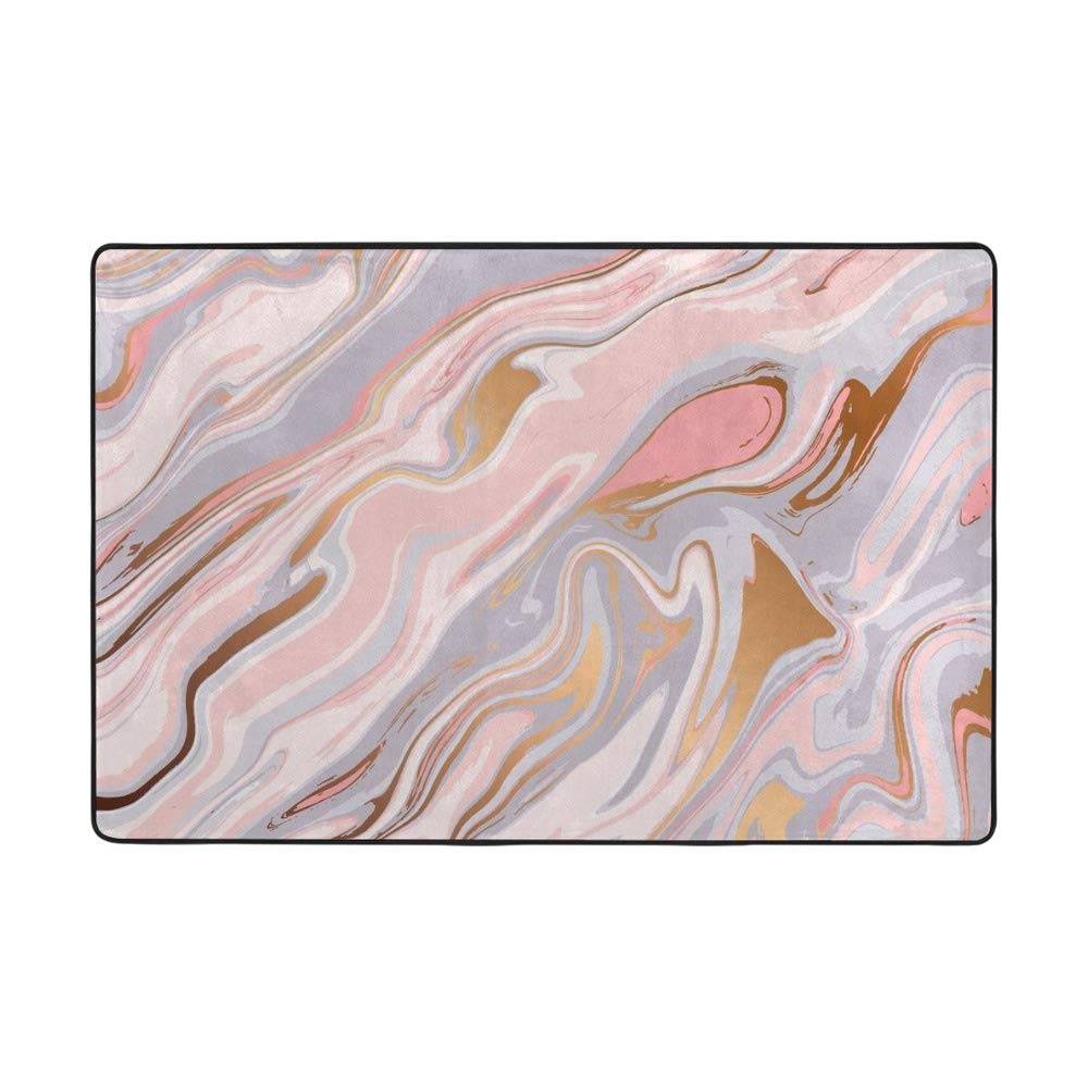 Tapis abstrait rose marbre liquide pour salon cocooning