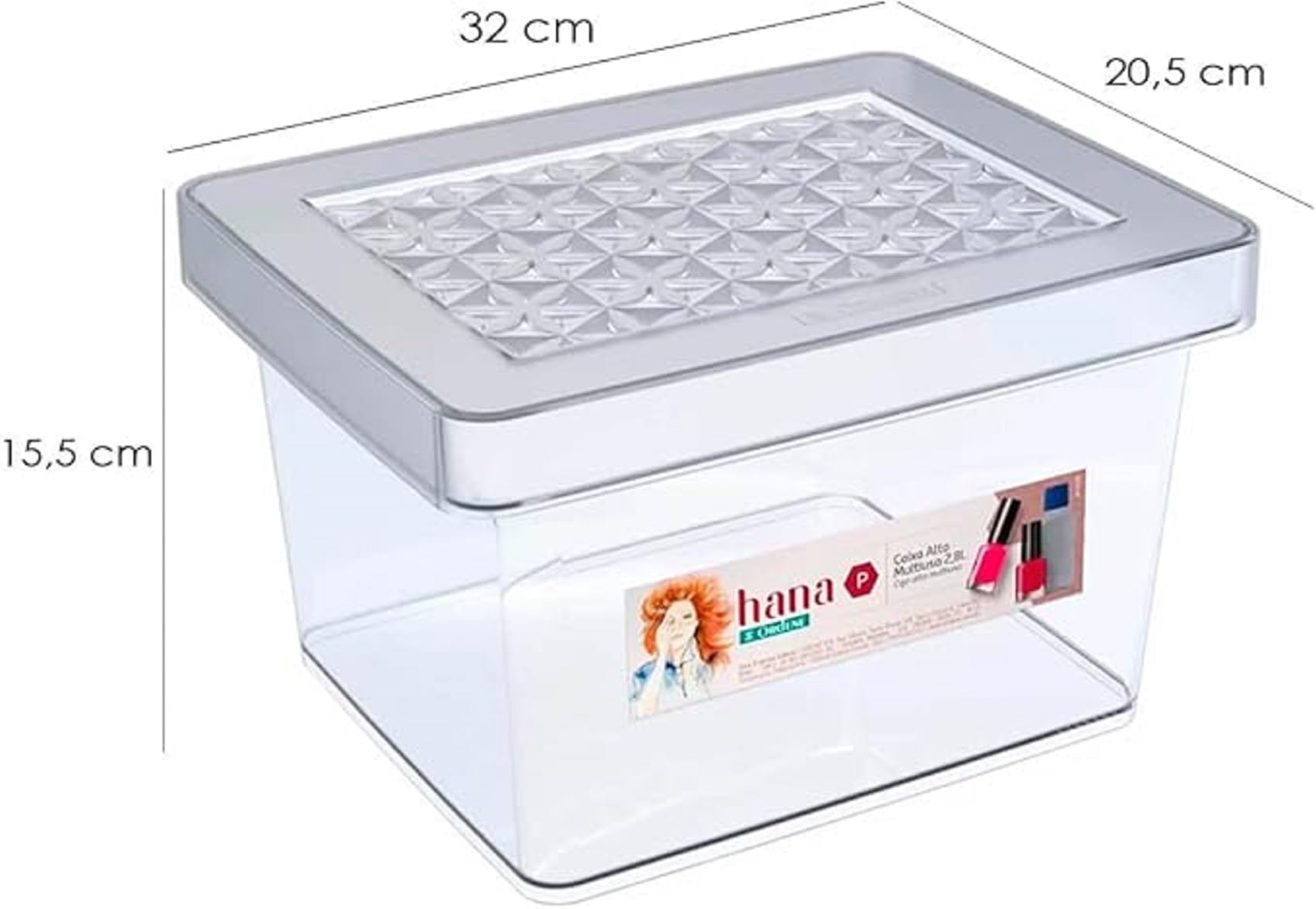 Ordene - Caixa Plástica Alta Média Multiuso de 8.5 Litros com