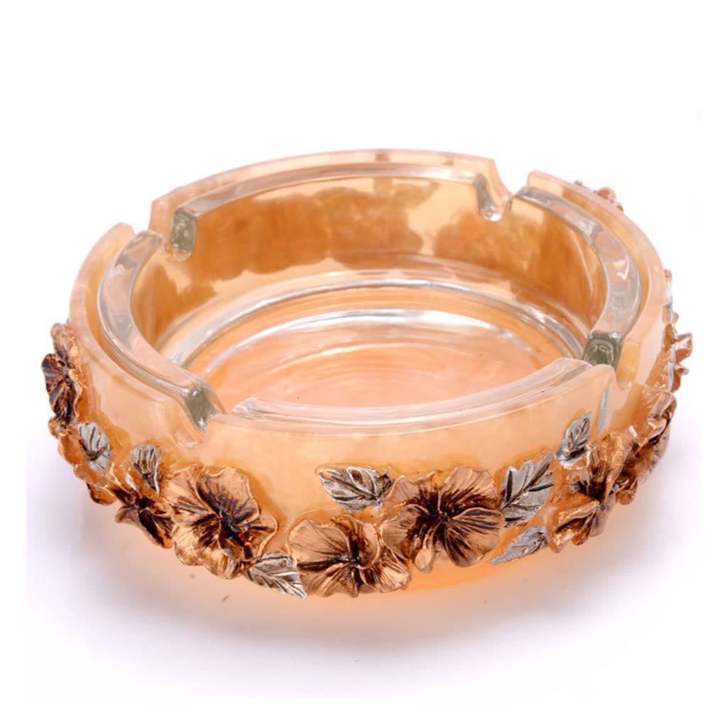 Posacenere in vetro trasparente, Posacenere in resina e vetro for uso interno ed esterno in multicolore(Champagne Gold)