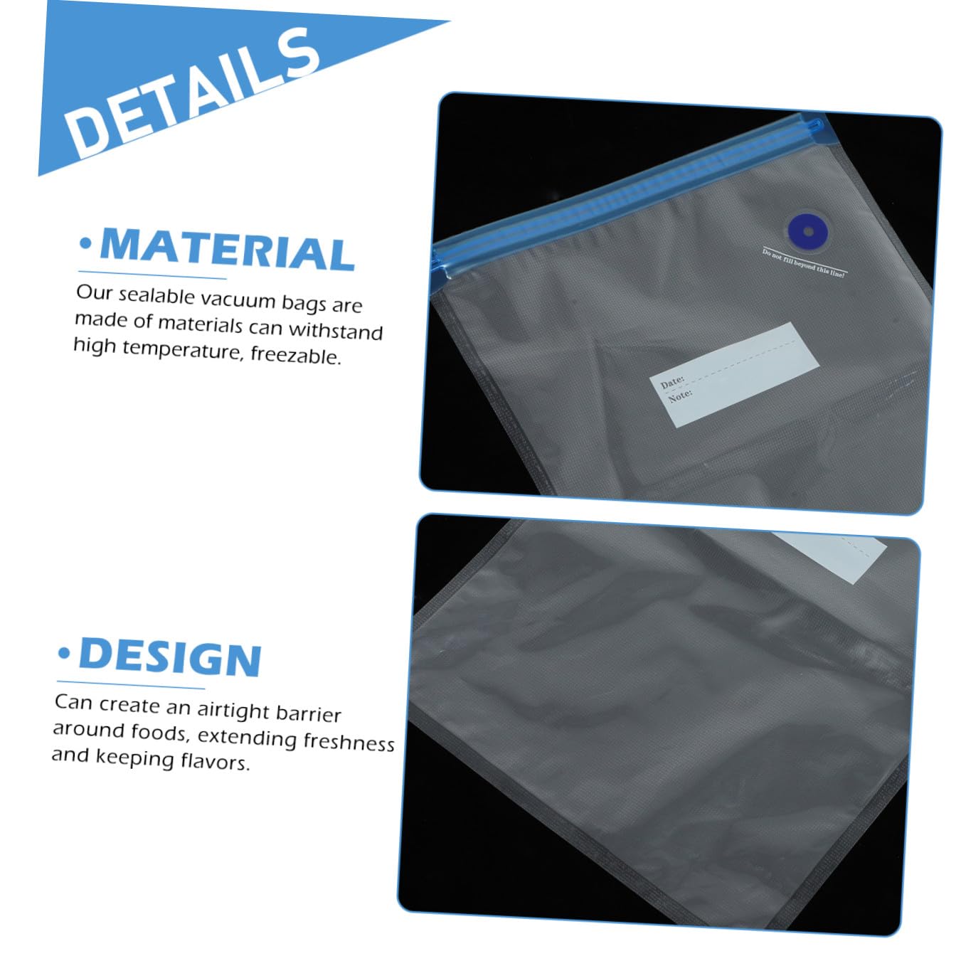 Bolsas de Almacenaje Vacío Reutilizables con y Clips para Alimentos Frescos Verduras y Carne Sellado Seguro para Refrigerador y Congelador