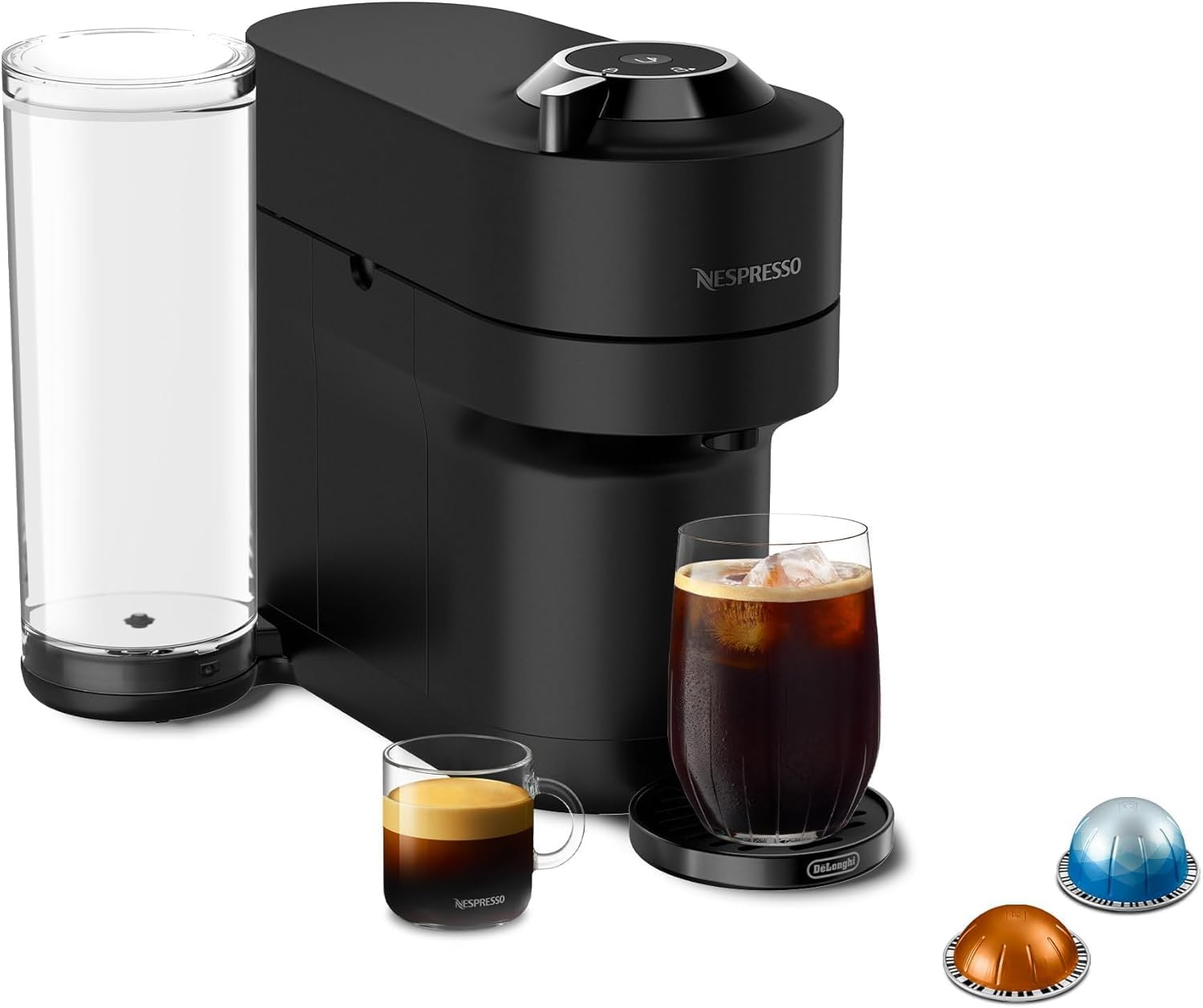 Nespresso Limited-Edition Vertuo Pop+ Coffee and Espresso Maker by De'Longhi, Black Matte with Dark Chrome (Renewed)