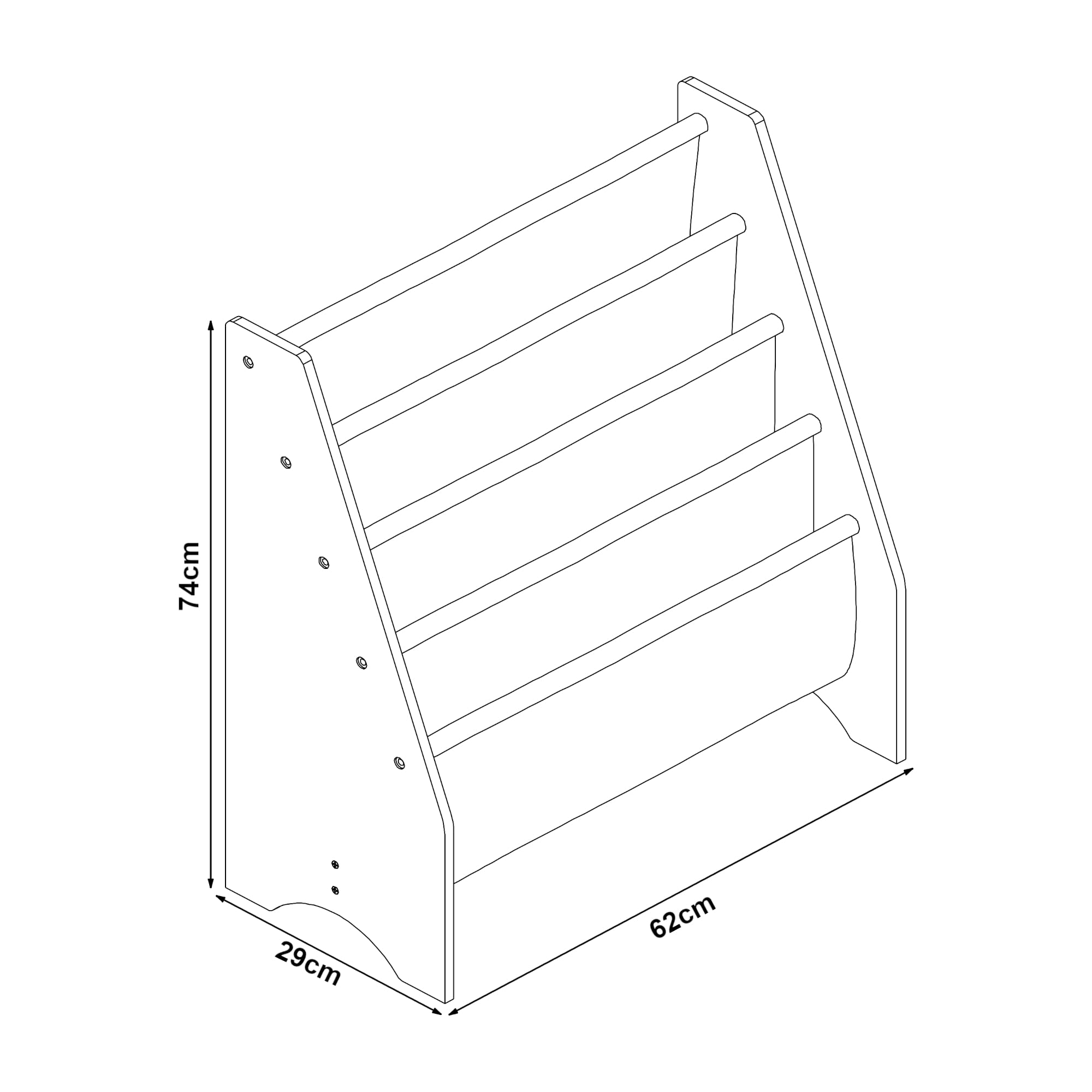 [en.casa] Scaffale per Cameretta con 4 Contenitori Morbidi a Scaletta - Mobile Porta Libri a Misura di Bimbi - Decorazione Unicorno - Rosa/Viola