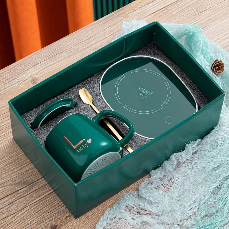 Set regalo, set di tappetini elettrici USB per tazza da caffè, scaldabagno per tè al latte, scaldabagno, sottobicchiere a temperatura costante per casa e ufficio (verde)