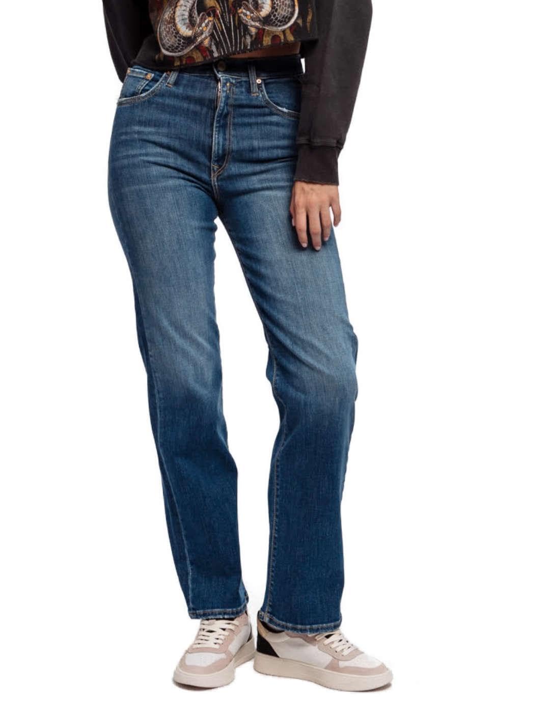 Replay Damen Jeans Reyne Straight-Fit, Medium Blue 009-2 (Blau), 25W / 28L