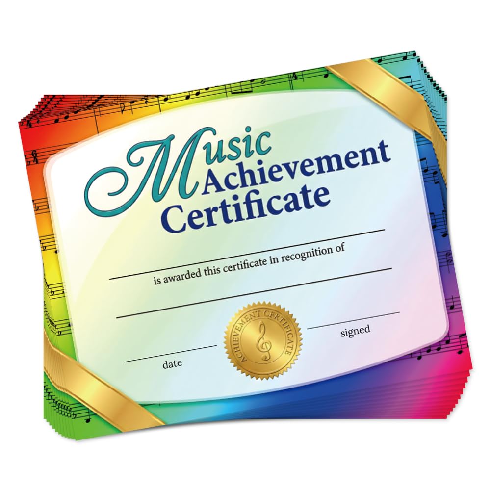 TNKBREEZE 30Pcs Rainbow Colored Stave Personalized Certificates 25x20cm Golden Blank Award Certificate Paper for School Home Office Animals Party Certificate Paper for Awards Birthday Parties