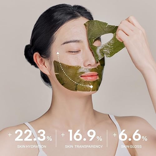 Miniatura 4 de Whamisa Máscara facial de algas orgánicas de algas algas, deshinchado, hidratación profunda, calmante, hidratante, posbióticos, fermentación (5