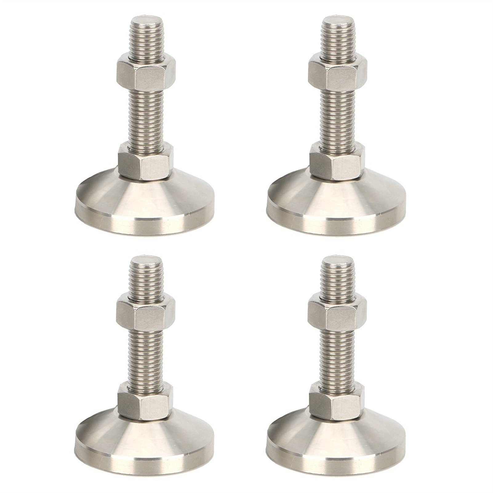 M16 - 4 patas niveladoras roscadas de acero inoxidable 304 600 kg de capacidad de carga ajustables para maquinaria y banco de trabajo, resistentes (diámetro: 80 mm)