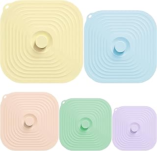Silicone Lids for Bowl, Upgraded Microwave Splatter Cover with 5 Sizes Reusable Heat Resistant Lids Fits Cups, Bowls, Plates, Pots, Pans, Skillets, Stove Top, Oven, Fridge Dishwasher Safe (5 Pcs)