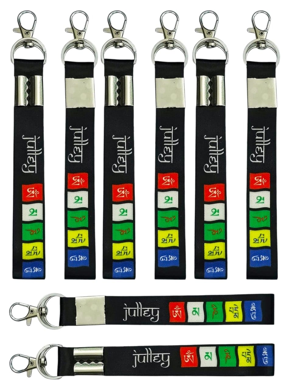Tibetan Prayer Ladakh Flag Keychain (Pack Of 1) | Julley Keyring For Men & Women | Keychain for Bike, car, Home | Three Circular charm With Colorful Prayer Flags-image-42