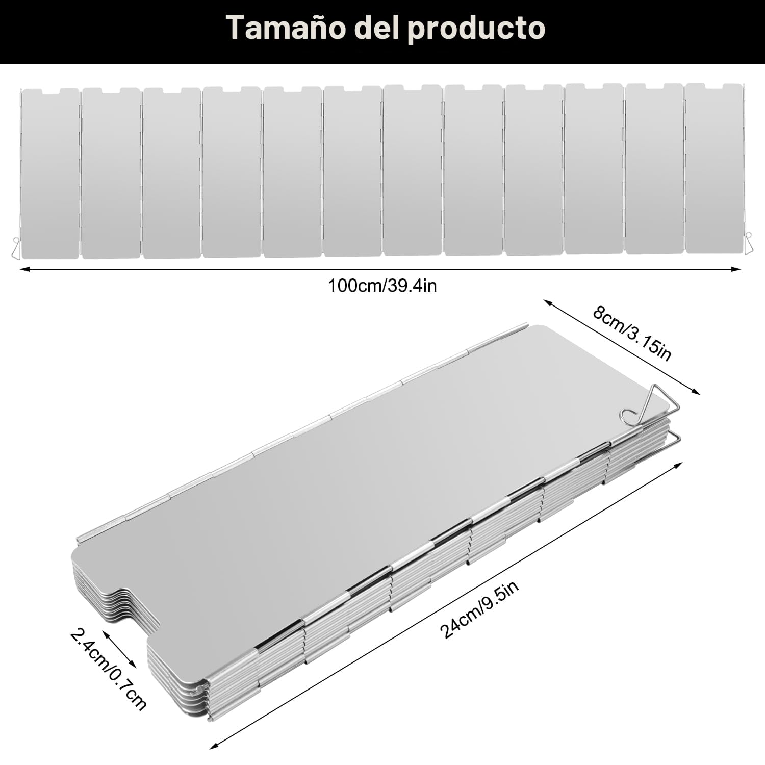 12 Placas Parabrisas Plegable para Camping, Parabrisas Plegable y Portátil, Protectora Paravientos de Aluminio, Estufa al Aire libre Parabrisas, Cortavientos Plegable para Cocina o Gas de Camping