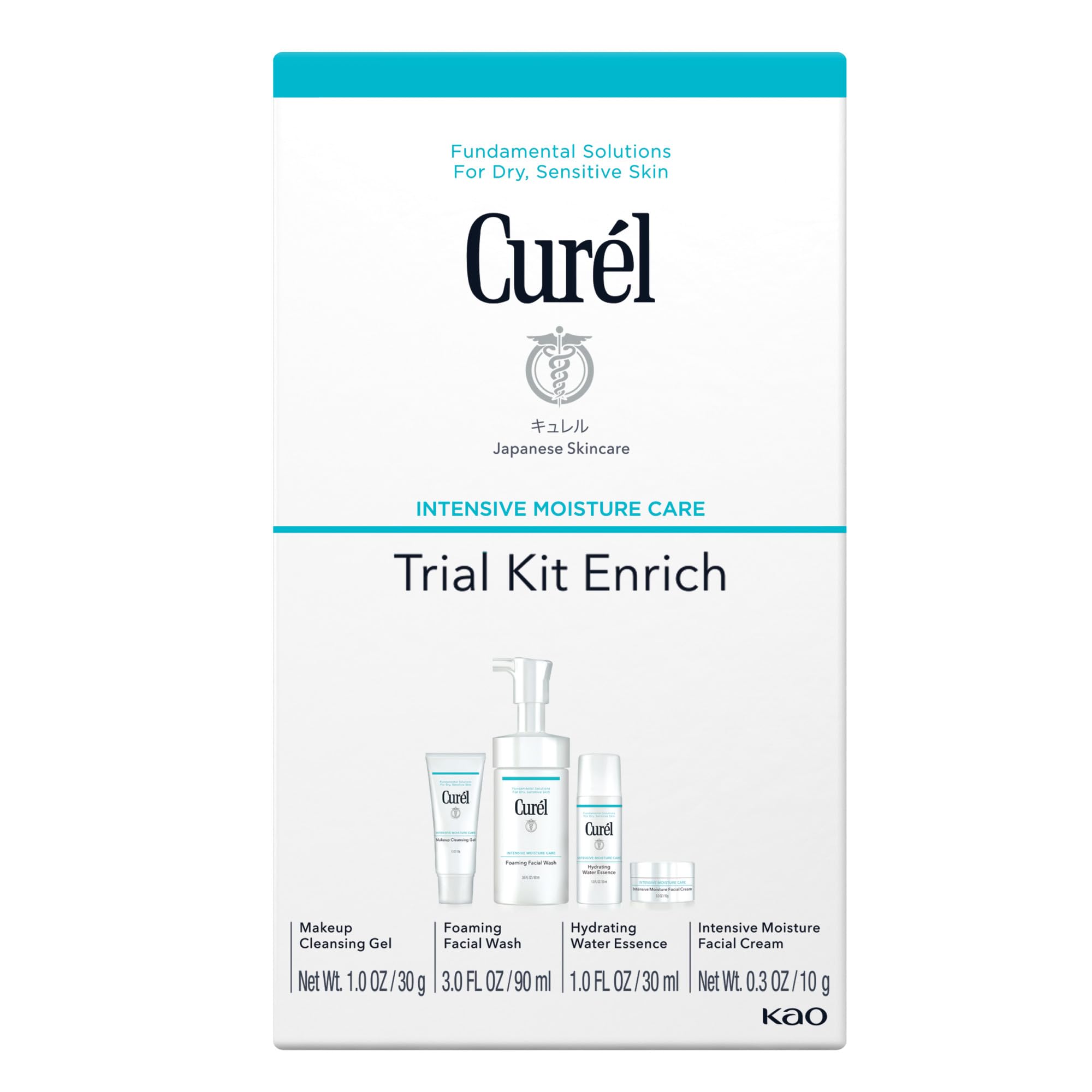 Curel Japanese Skin Care Travel Size Toiletries, for Dry, Sensitive Skin, Travel Size Face Wash, Lotion, & Makeup Remover