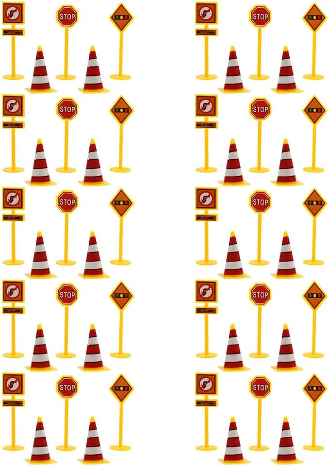 LUOZZY 10 Sets Play Traffic Signs for Kids Road Signs Set Street Signal Traffic Toys Models Kit