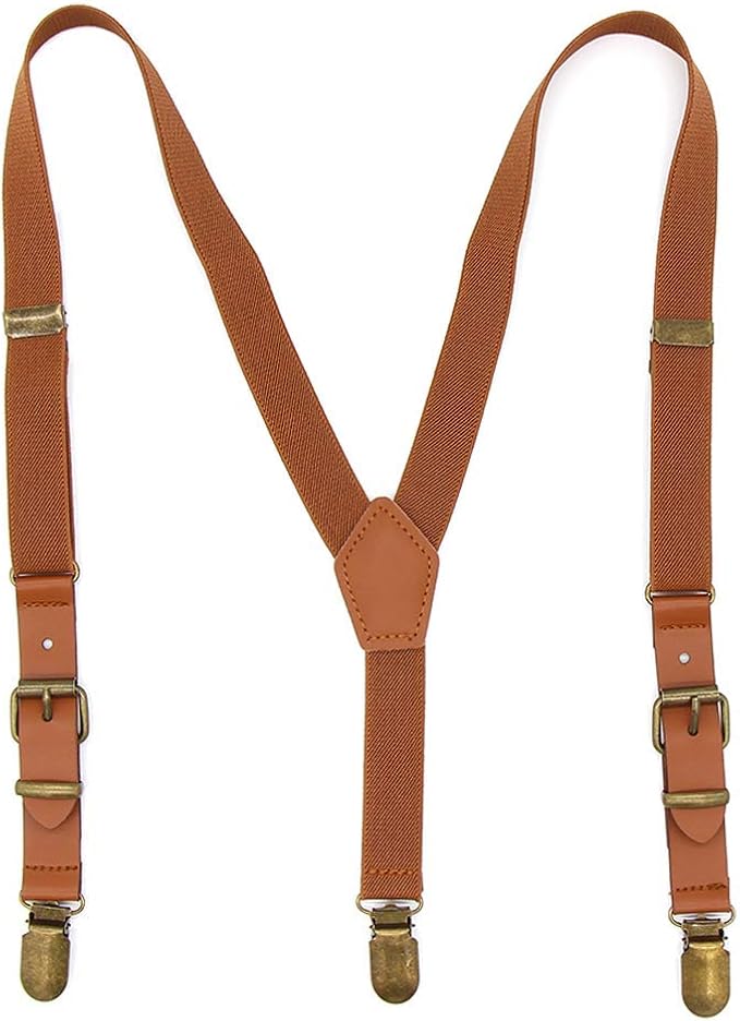 Hesenhan Baby Boys Suspenders Brown Adjustable Y Back