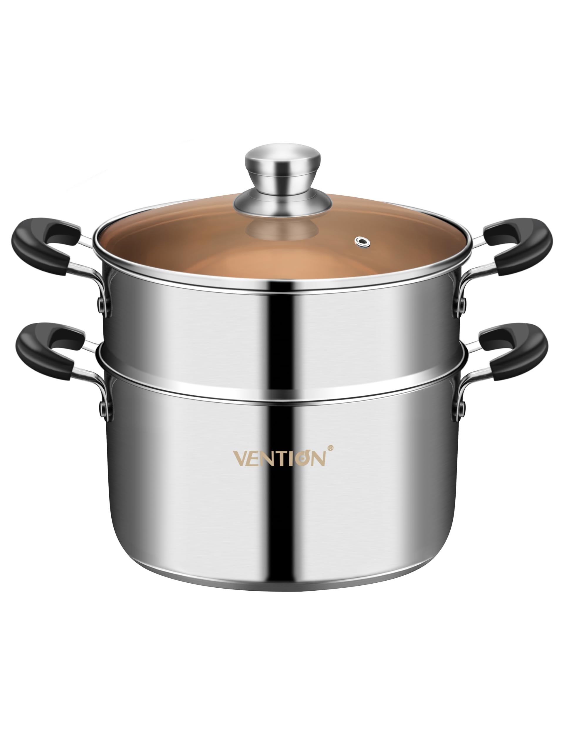 VENTION Olla Vaporera Acero Inoxidable 20 cm, Cuscusera Induccion Pequeña 3,4 litros, Olla para Cocinar al Vapor