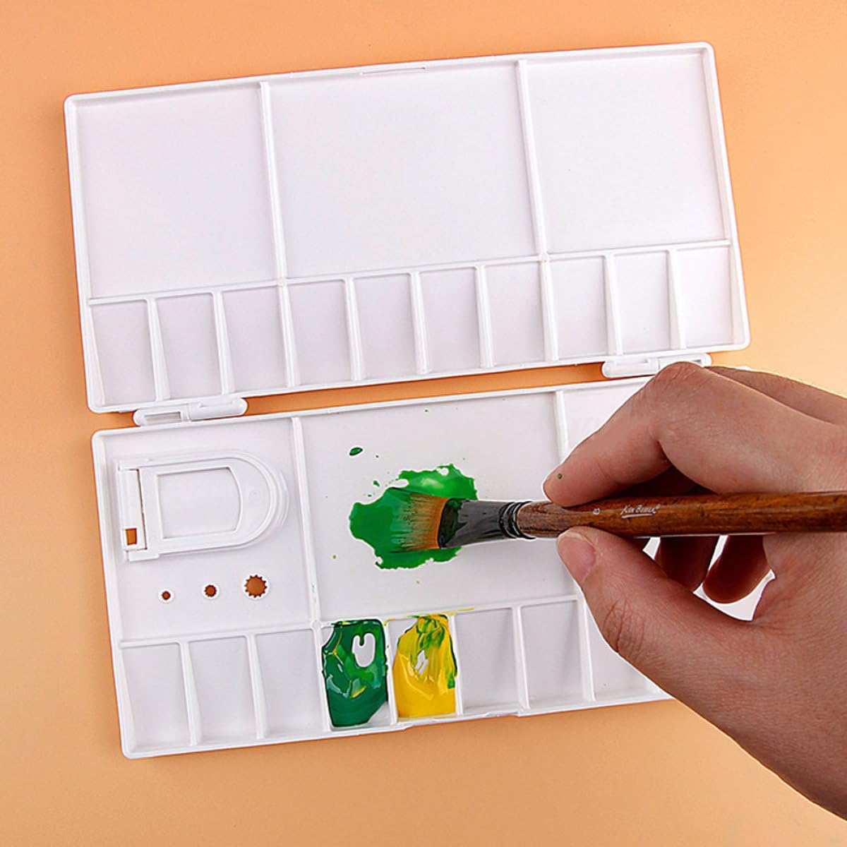 FRCOLOR 2pcs Acrylic Paint Mixing Tray Watercolor Palette Box with Compartments for Art Students Portable Painting Mixing Case for Watercolor and Gouache Use