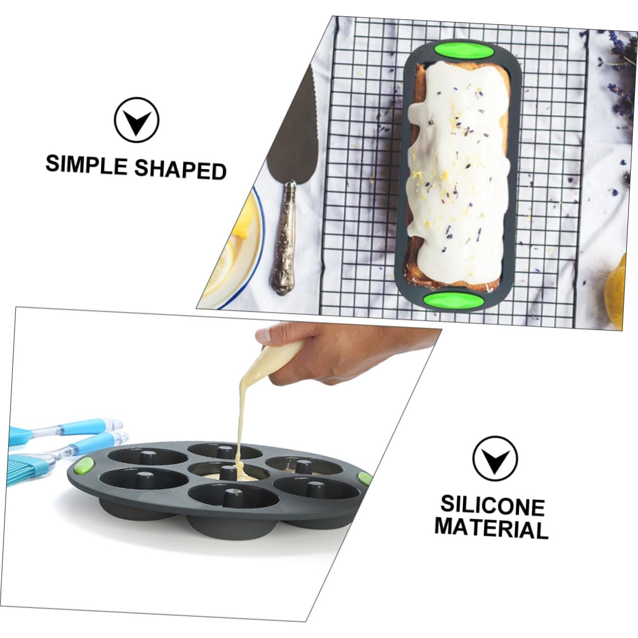 SEWACC Set de 5 Moldes de Silicona para Repostería, Utensilios para Hornear Pasteles y Pan, Resistentes y Aptos para Horno y Refrigerador, Uso en Restaurantes y Hogares