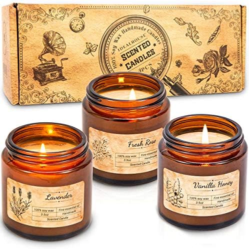 IDEALHOUSE Scented Candles Gift Set, Soy Wax Candles of Vanilla H...
