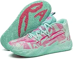 Tênis de basquete unissex, calçados esportivos respiráveis ​​com design multicolorido, tração dinâmica, conforto o dia todo para quadras internas/externas