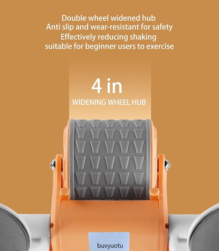 buvyuotu Hasizom Roller Könyöktámasztással és Automatikus Visszarugózással, Hasizom Edzőgép Páros Kerekekkel - orange