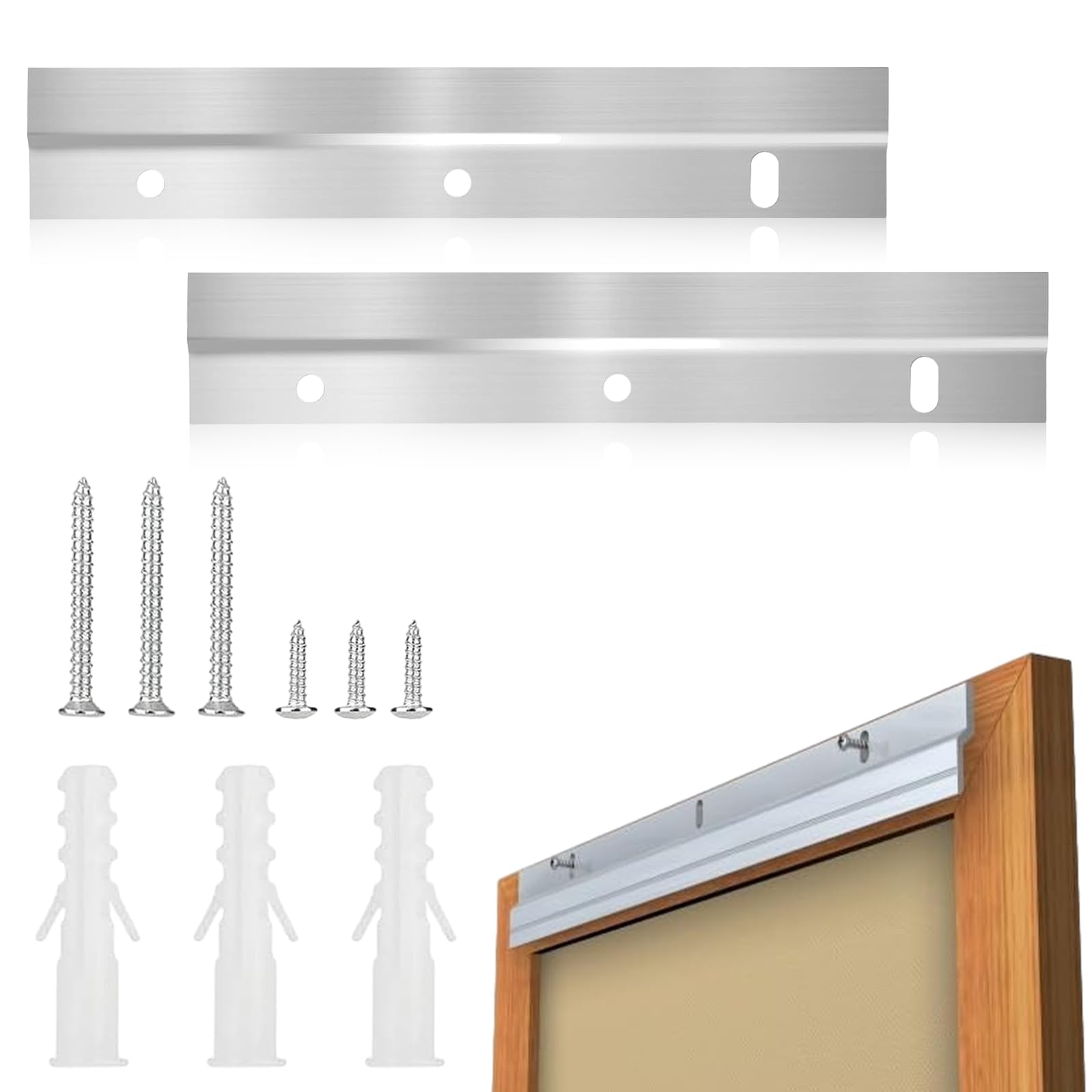Heavy Duty Picture Hanger Z Bar, Interlocking Wall Mounting Bracket with Fittings, Iron Heavy Duty Picture Hanging Hardware Kit for Hanging Wall Painting, Photo, Mirrors, Frames(15.3*2.7cm，Silvery)