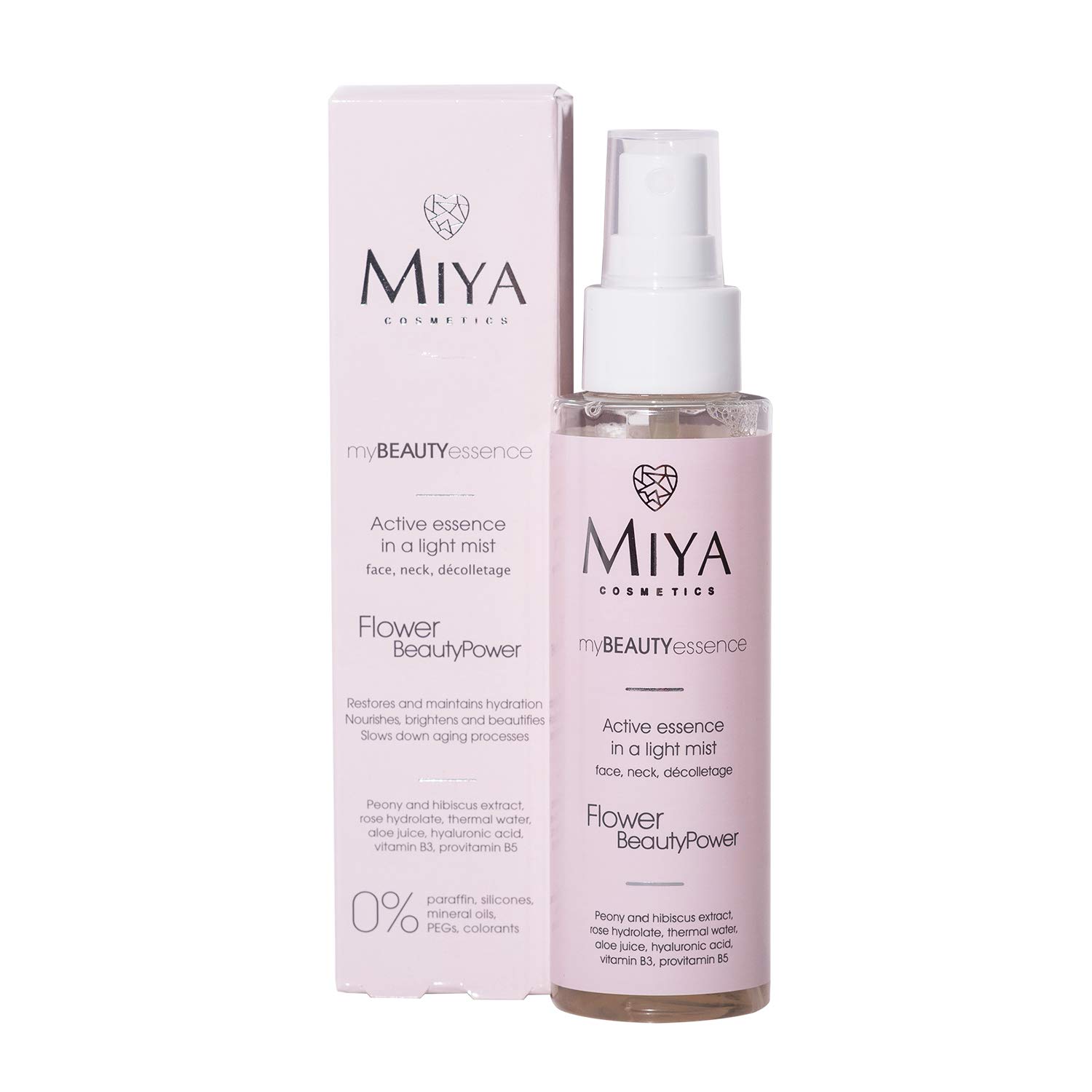Miya Cosmetics Peony Light Active Face Mist | 100 ML | Contains Hyaluronic Acid, Vitamin B3 & Provitamin B5 | Restores Hydration, Moisturises, Smooths & Slows Down Aging Process | Cruelty-Free