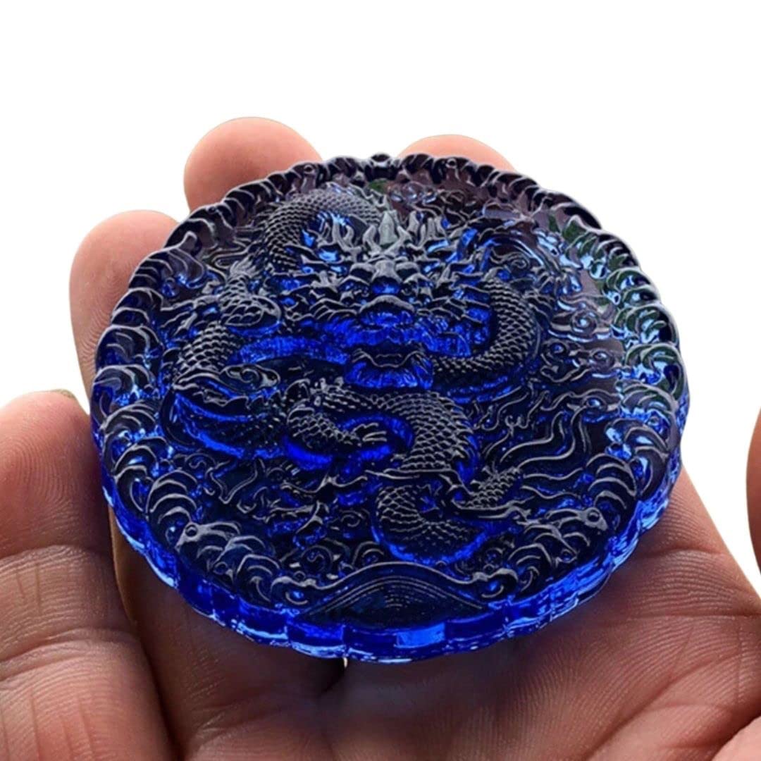 AiO Japan Feng Shui Blue Dragon Crystal Figurine Purple 2.4in Seiryu Charm