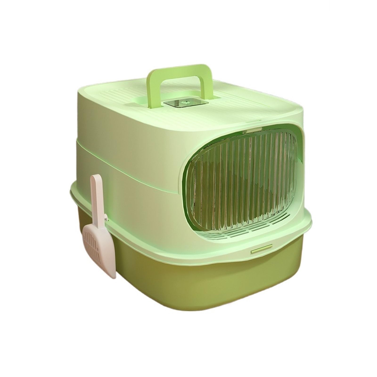 Exclusivo para Gatos y Perros Caja de Arena plástico, Caja con Tapa, for Gatos Lados Altos for Grandes y Gatitos, Grande Pala para Interiores(Green)