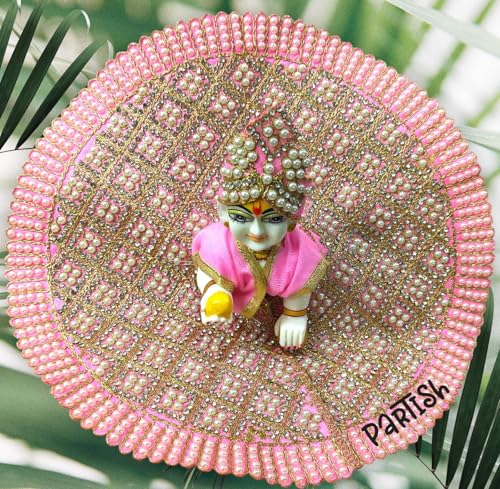 Image of Partish Laddu Gopal Heavy Poshak with Pagdi (Size 2) l Ladoo Gopal Dress l Bal Gopal l Kanha Ji Thakur Ji Dress(Pink,L)