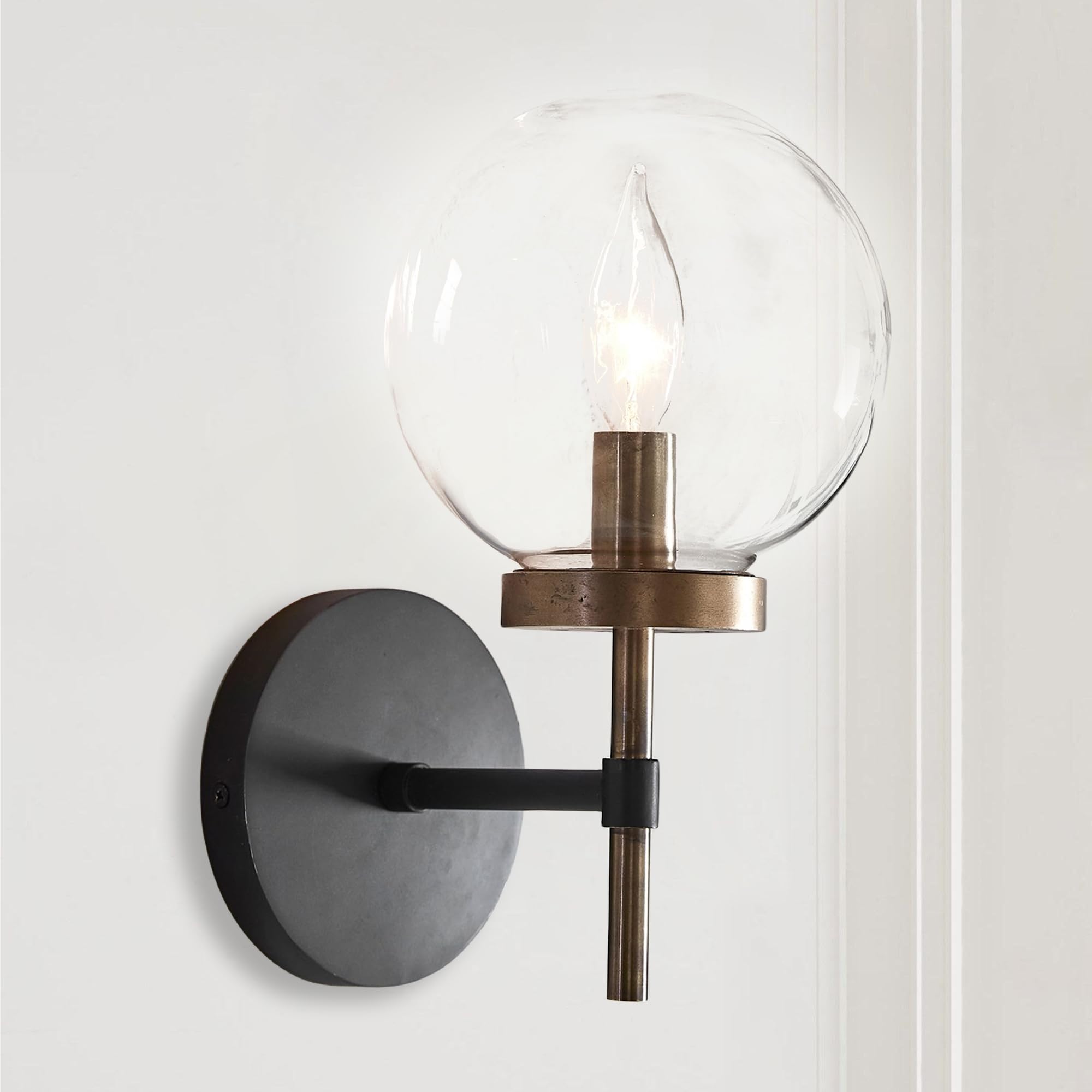 Glass Globe Sconce, Camryn Glass Globe Sconce, 6" w x 7.5" d x 10.5" h