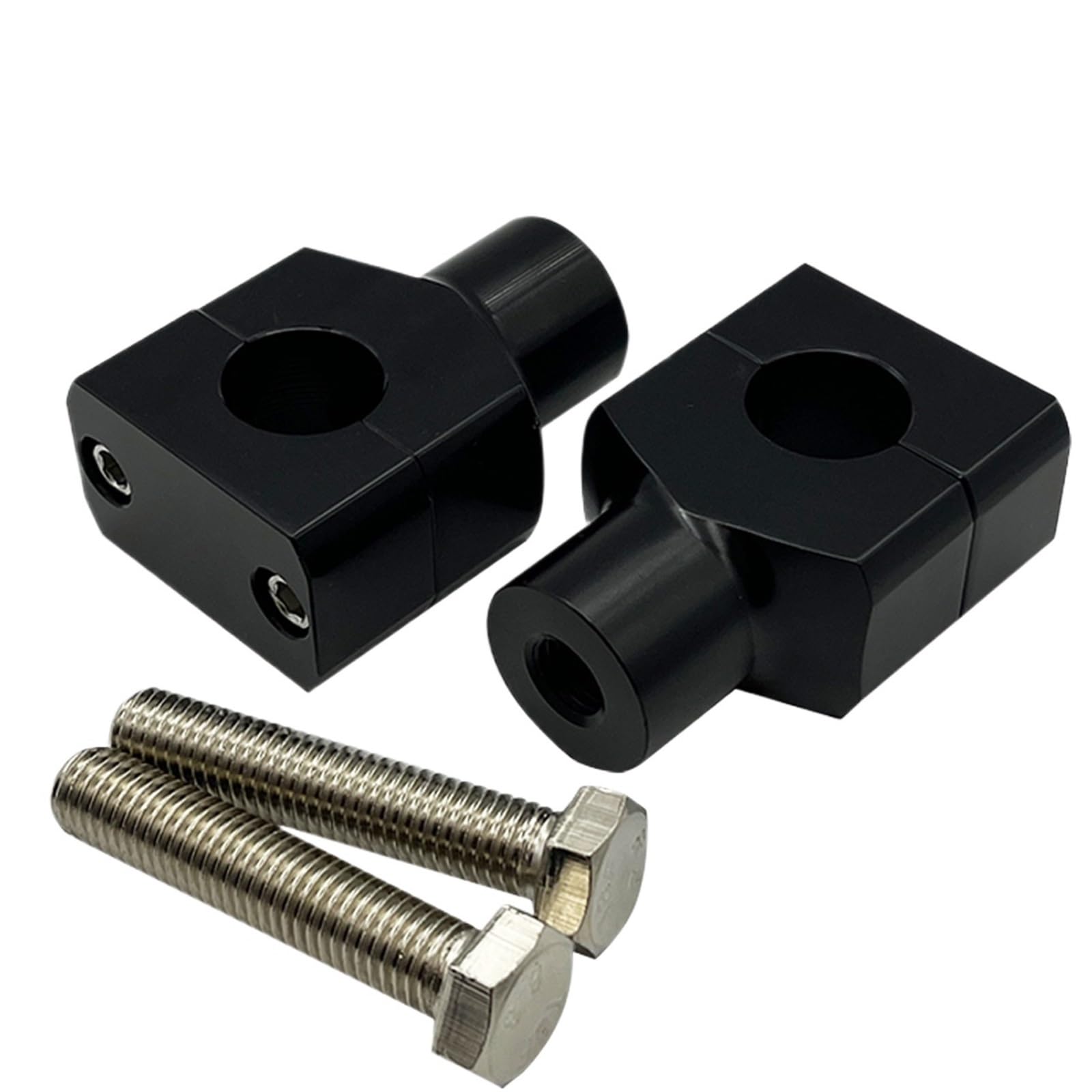 KWEZ 1" 25MM Motorcycle Heightening Fixed Clamp CNC Handlebar Risers Kit Mount(B Black)