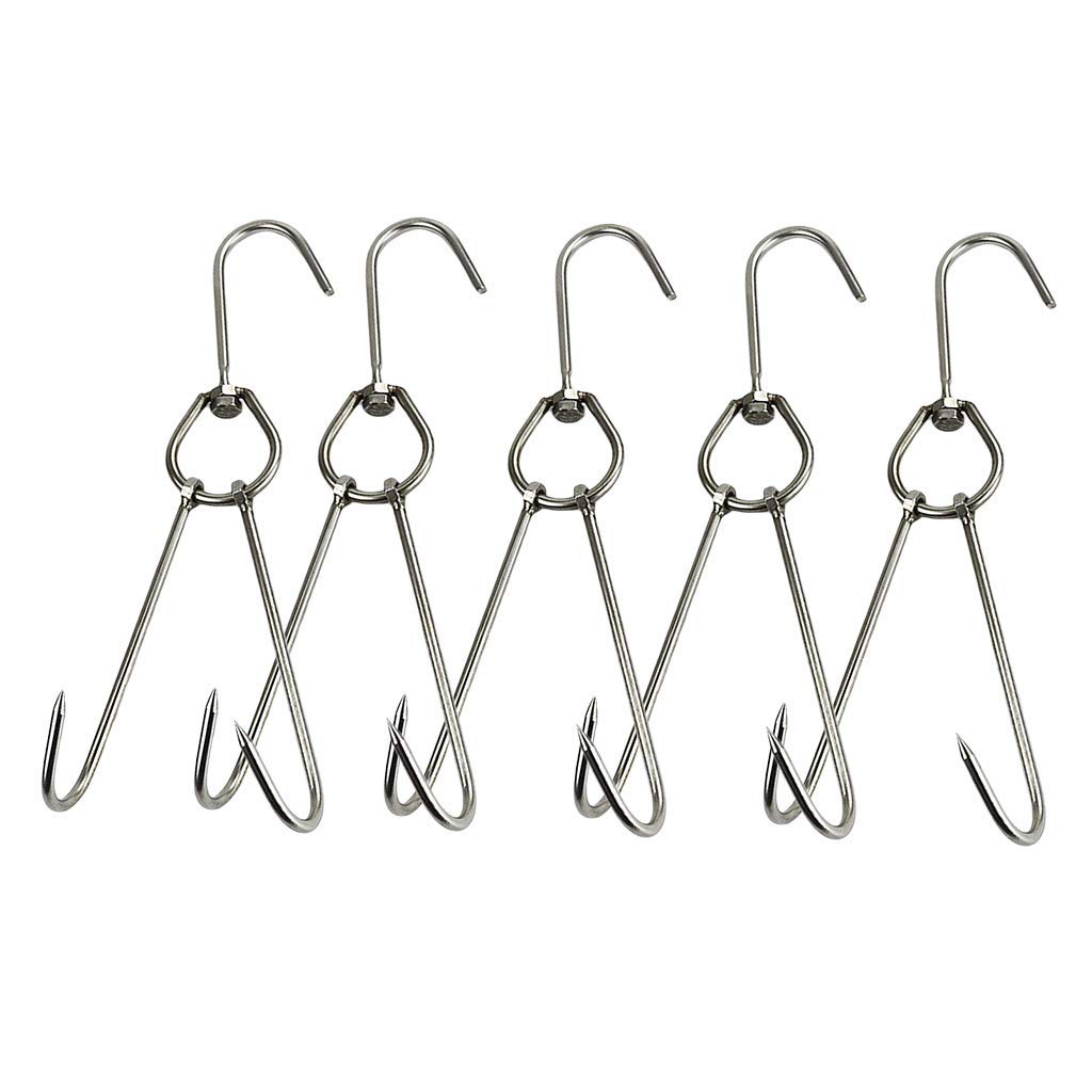 Inzopo 5pcs Stainless Steel Beef Meat Hooks Roast Duck Bacon Shop Hook BBQ Storage Hanger Bread Hook Tools 0.35x25cm - -